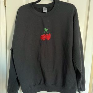 CUSTOM - Black Gucci Cherry Embroidered Crewneck